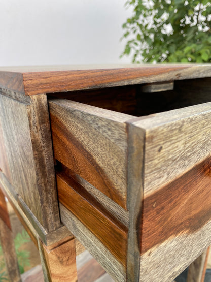 Side table with single drawer made of solid sheesham wood