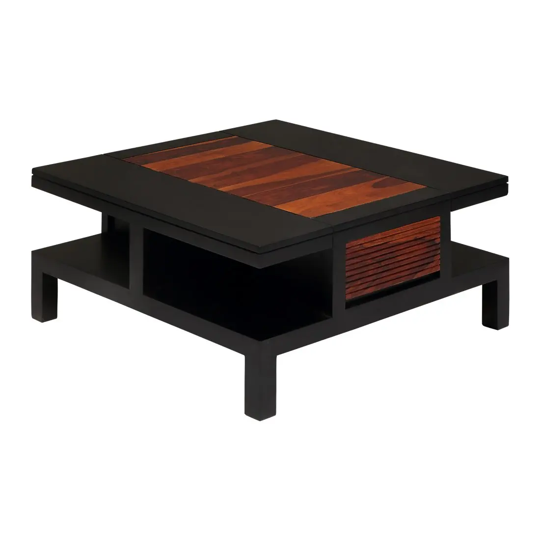 Coffee table with single drawer made of solid sheesham wood