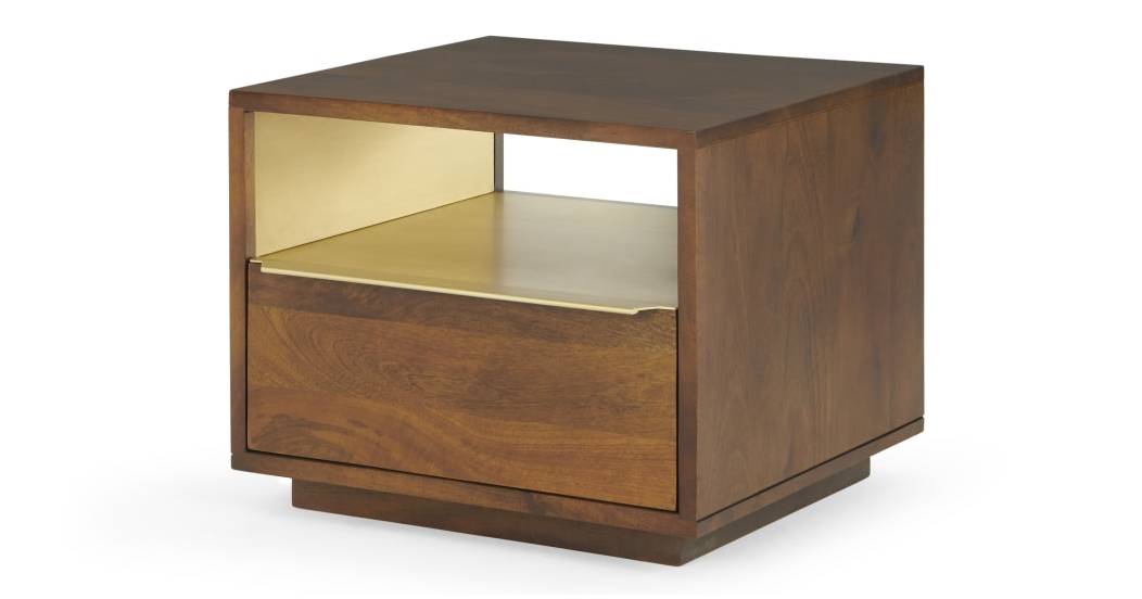 Bedside with one drawer made of solid mango wood