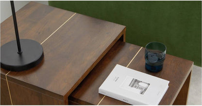 Nesting table (set of two) made of solid mango wood