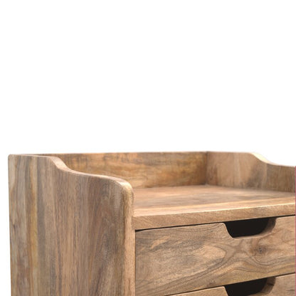 Bedside table with three drawers made of solid mango wood
