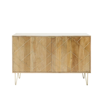 Sideboard with two doors made of solid mango wood and iron