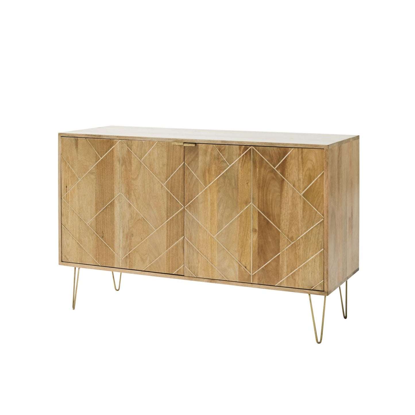 Sideboard with two doors made of solid mango wood and iron