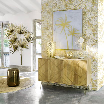 Sideboard with two doors made of solid mango wood and iron