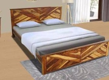 Queen bed made of solid sheesham wood