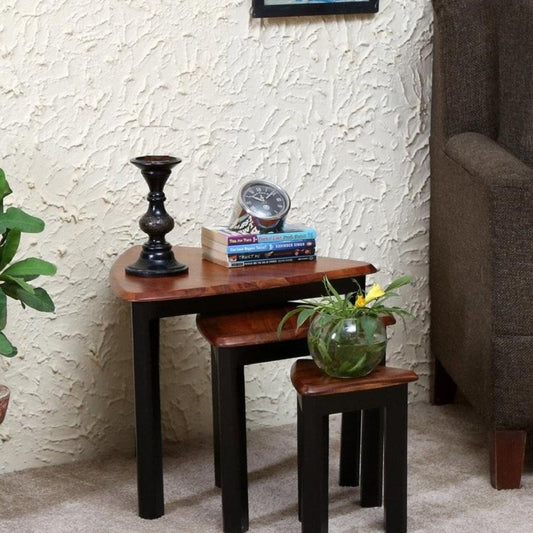 Side table set of three made of solid sheesham wood